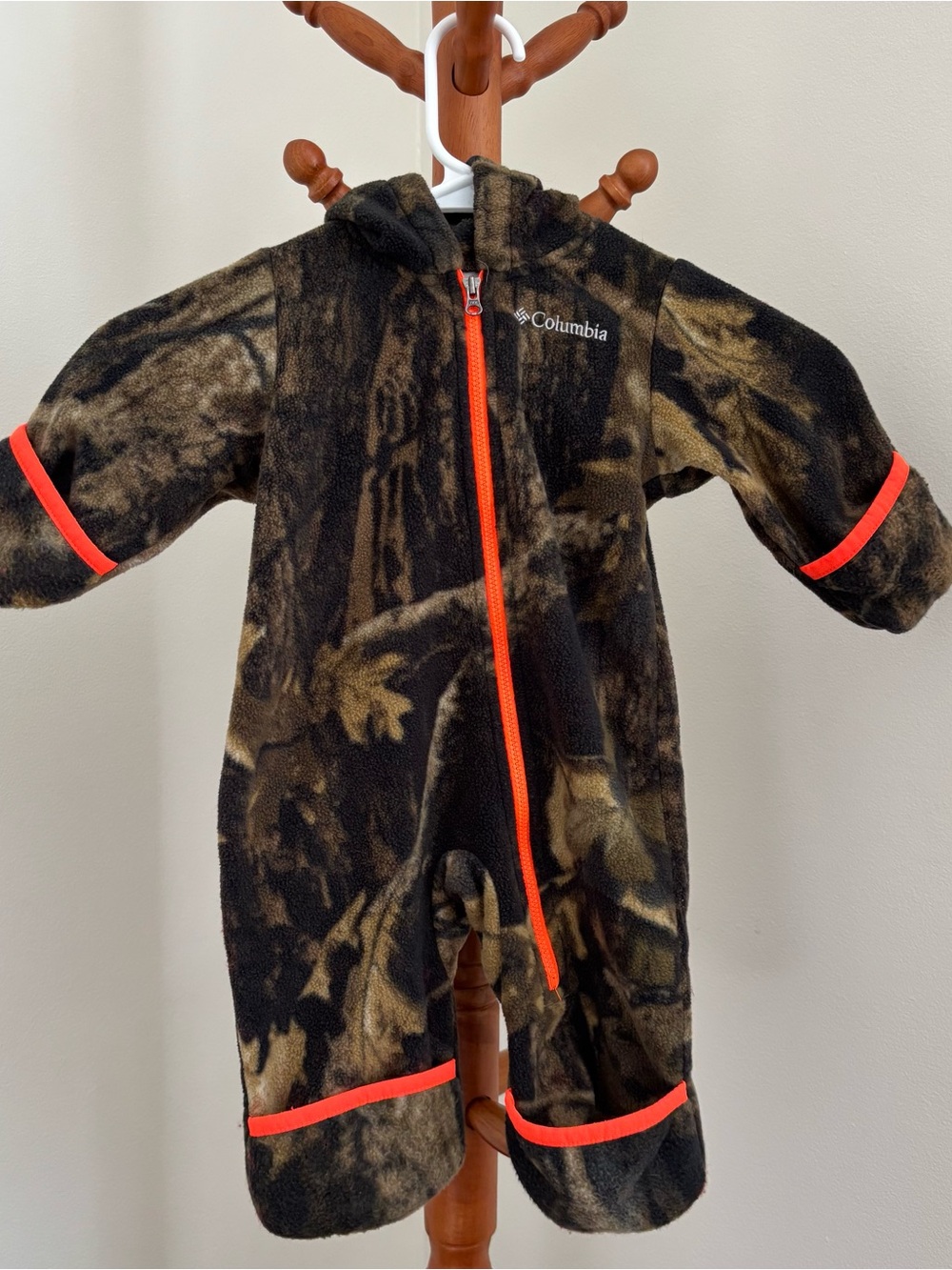 Columbia Brown Camo Fleece One-Piece with Orange Trim